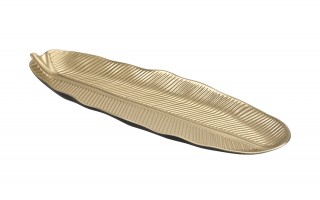 Taca dekoracyjna 50x16x3 cm złoty liść