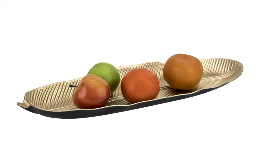 Taca dekoracyjna 50x16x3 cm złoty liść