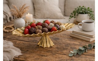 Patera ozdobna metalowa 43 cm złota