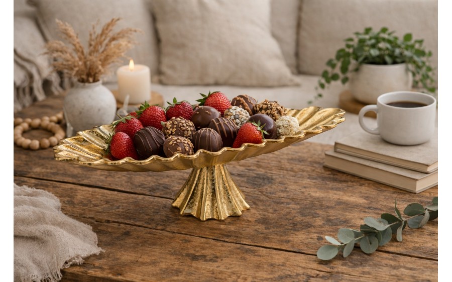 Patera ozdobna metalowa 43 cm złota