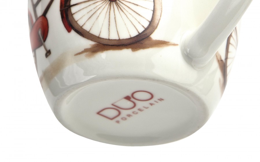 Kubek porcelanowy 460 ml Rower serce w koszyczku