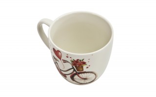 Kubek porcelanowy 460 ml Rower serce w koszyczku