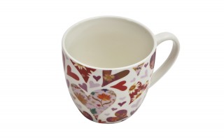 Kubek porcelanowy 460 ml Różowe Serca w koszyczku
