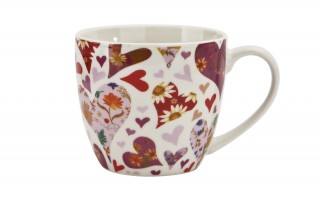 Kubek porcelanowy 460 ml Różowe Serca w koszyczku