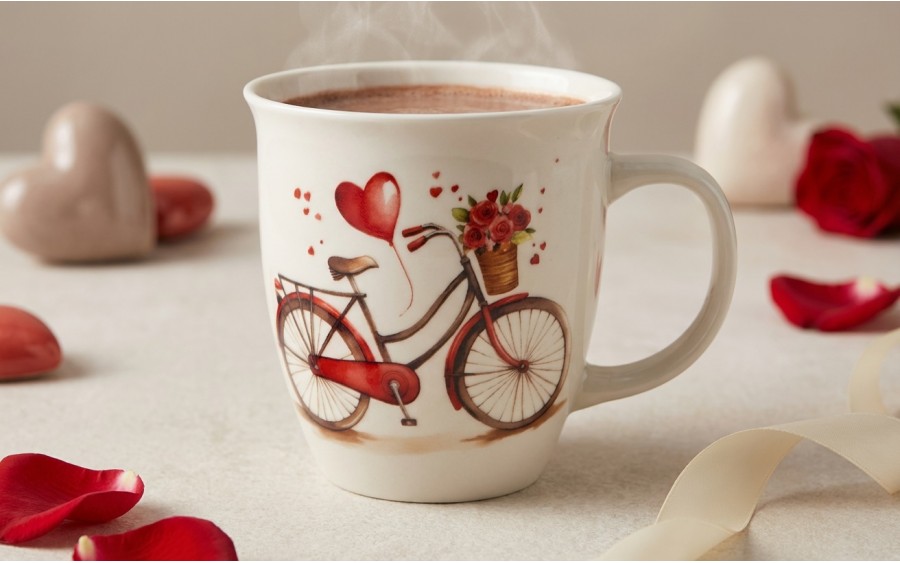 Kubek porcelanowy 650 ml Rower serce