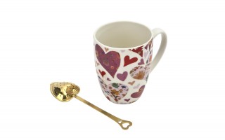 Kubek classic 360 ml z zaparzaczem Różowe Serca