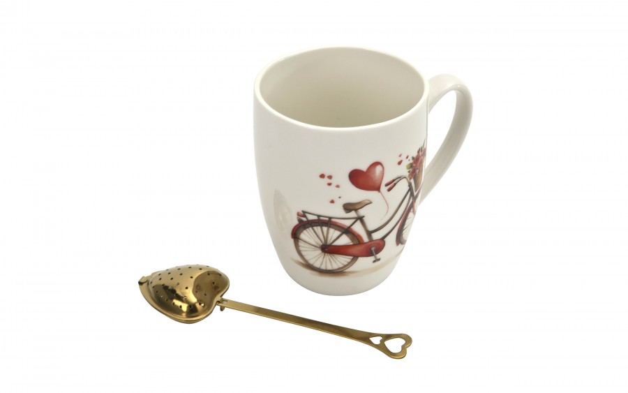 Kubek classic 360 ml z zaparzaczem Rower Serce