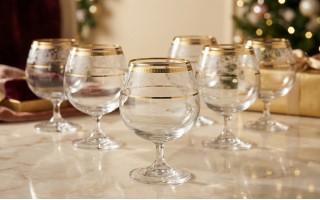 Zestaw 6 Kieliszków do koniaku 300 ml Dolce Vita Gold