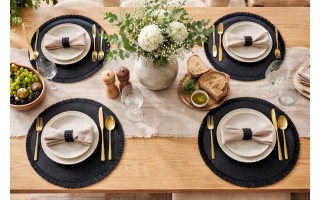 Mata na stół okrągła 38 cm Hawai czarna