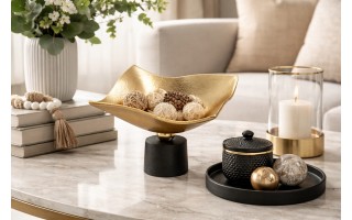 Patera ozdobna metalowa 20 cm czarno-złota