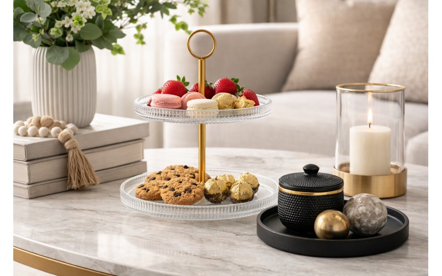 Patera dwupoziomowa 24 cm Curly złota AMBITION