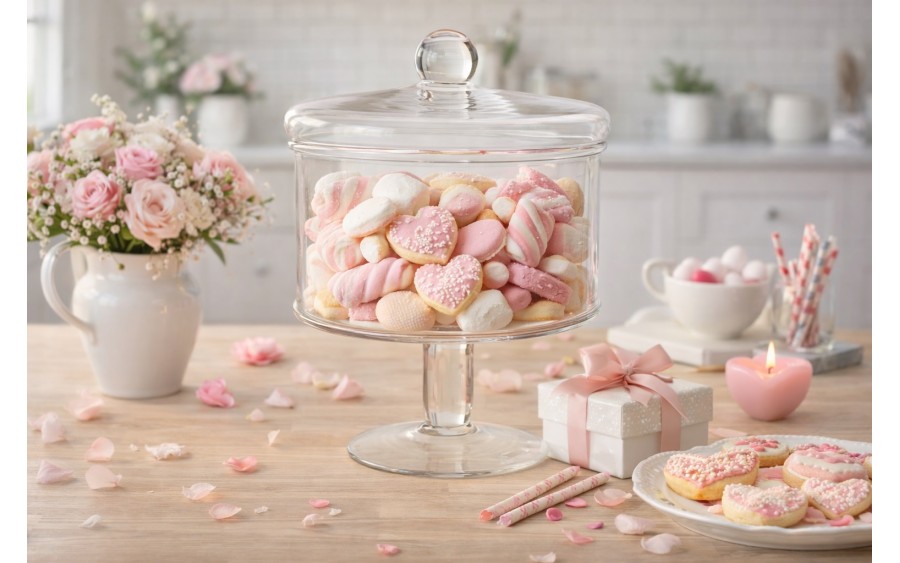 Bomboniera szklana z pokrywą 14 cm Sigma 1624