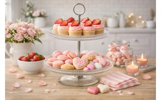 Patera dwupoziomowa 24 cm Curly srebrna AMBITION