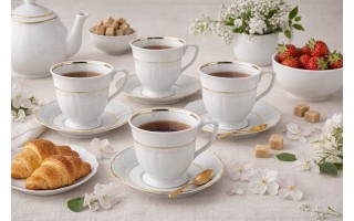 Komplet 6 filiżanek 250 ml + spodki Maria Teresa Gold