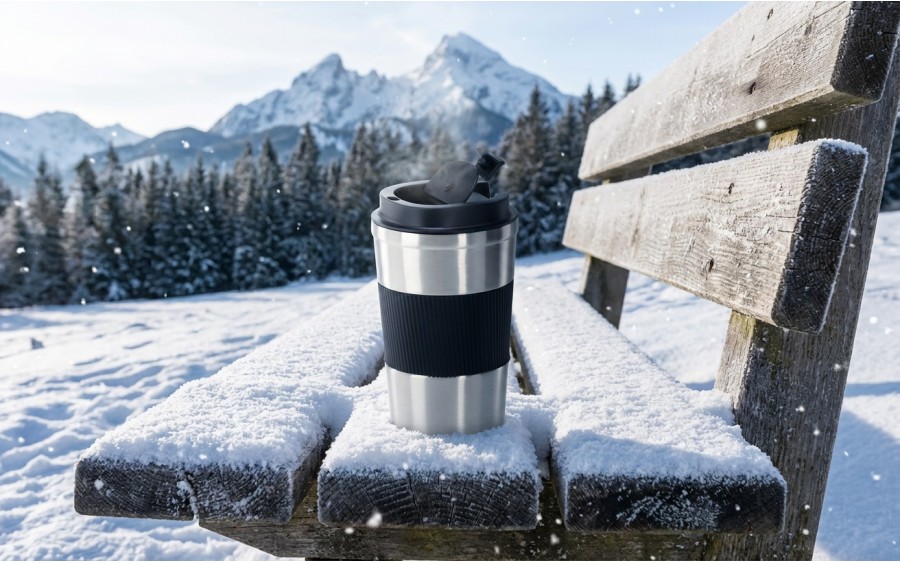 Kubek termiczny 500 ml Z NAKŁADKĄ ANTYPOŚLIZGOWĄ 4057