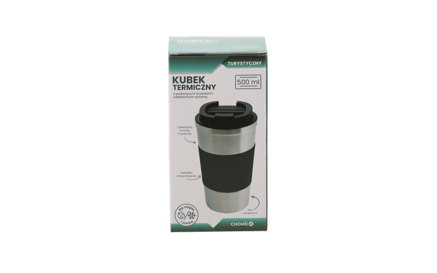 Kubek termiczny 500 ml Z NAKŁADKĄ ANTYPOŚLIZGOWĄ 4057