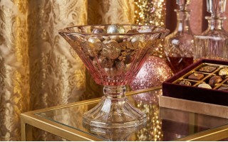 Misa kryształowa 26 cm na nodze PINK-FT-D