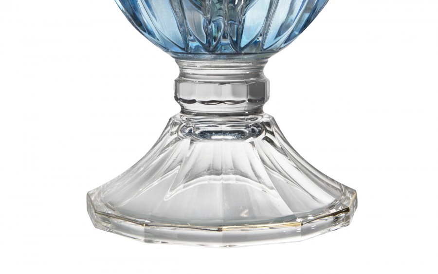 Wazon kryształowy 35 cm na nodze Blue-FT-AD