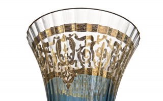 Wazon kryształowy 35 cm na nodze Blue-FT-AD