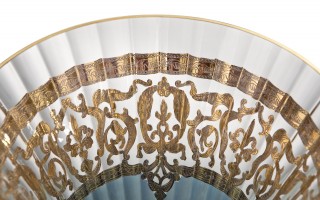 Wazon kryształowy 35 cm na nodze Blue-FT-AD