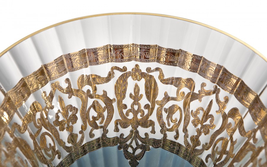 Wazon kryształowy 35 cm na nodze Blue-FT-AD