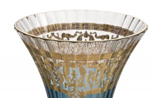 Wazon kryształowy 35 cm na nodze Blue-FT-AD