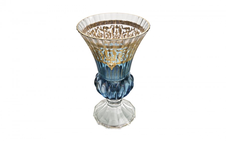 Wazon kryształowy 35 cm na nodze Blue-FT-AD