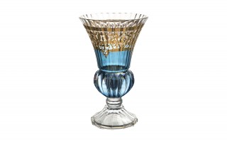 Wazon kryształowy 35 cm na nodze Blue-FT-AD