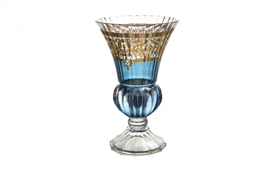 Wazon kryształowy 35 cm na nodze Blue-FT-AD