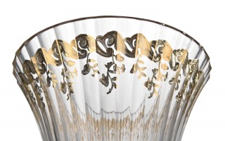 Wazon kryształowy 35 cm na nodze Pink-FT-AD