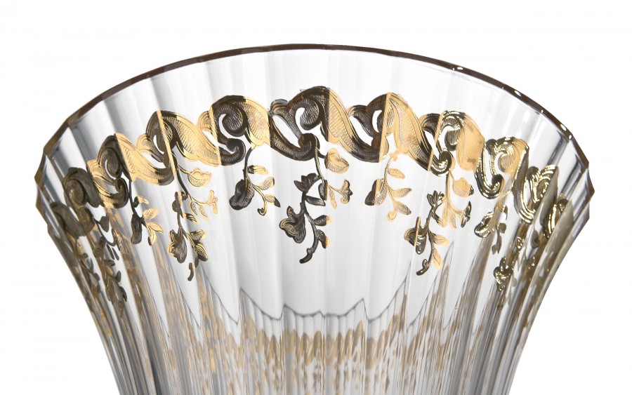 Wazon kryształowy 35 cm na nodze Pink-FT-AD