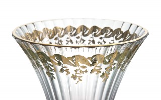 Wazon kryształowy 35 cm na nodze Pink-FT-AD