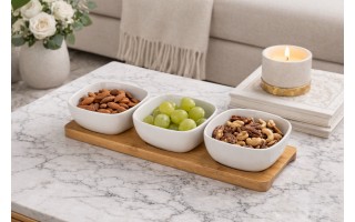 Komplet 3 miseczek na desce Brillante