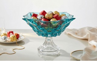 Misa kryształowa 30,5 cm na nodze Samba Aquamarine