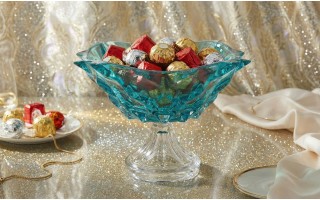 Misa kryształowa 30,5 cm na nodze Samba Aquamarine