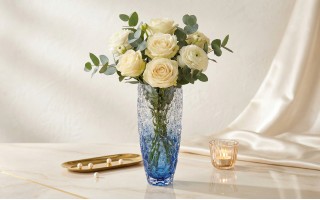 Wazon kryształowy 35 cm Jihlava Lisboa Ombre Blue