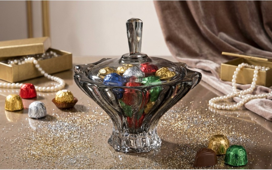 Bomboniera kryształowa 15 cm Plantica Grey