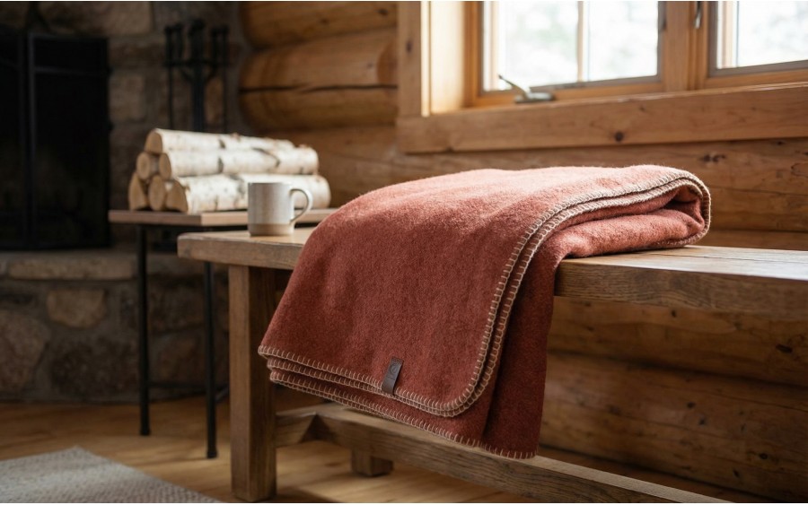 Koc wełniany 160x200 cm MERANO 07547460 Terracotta