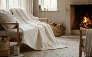 Koc wełniany 150x200 cm Teddy 03756050 offwhite