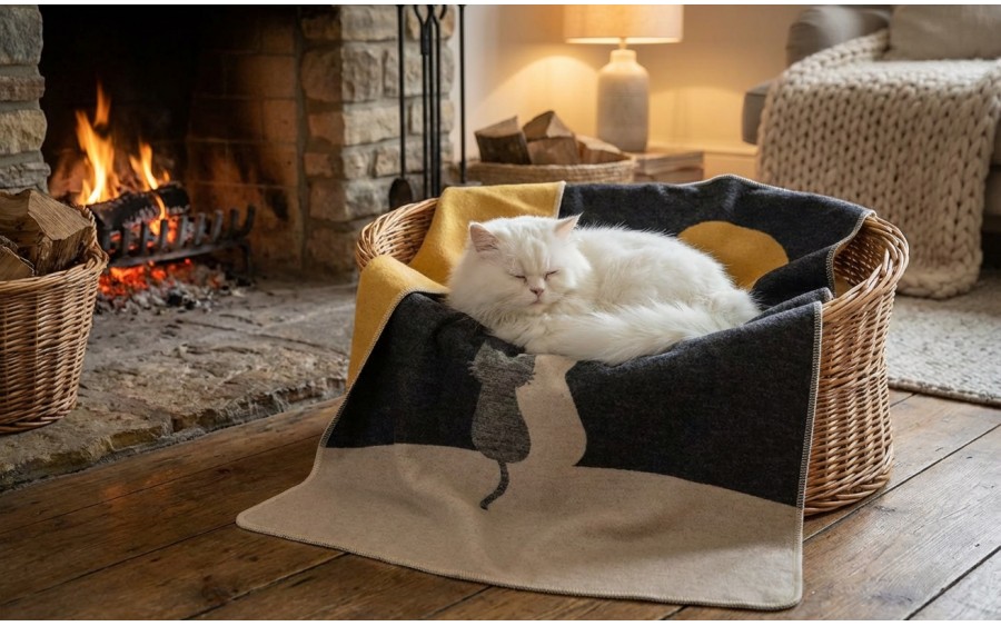 Koc dla zwierzaka 70x90 cm Koty i Księżyc 73499879