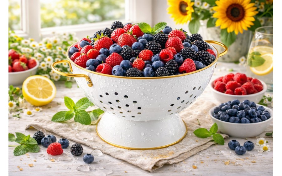 Durszlak cedzak z rączkami 24 cm Royal biały