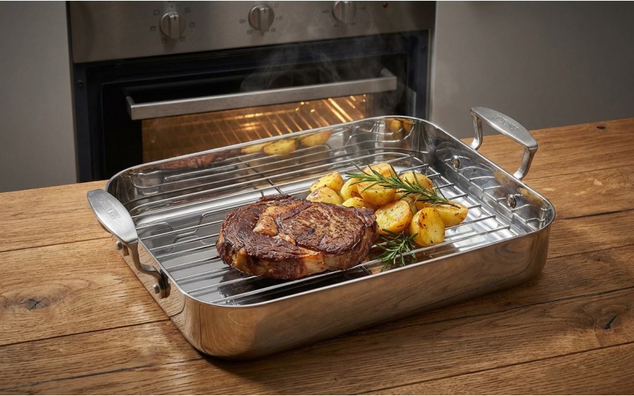 Brytfanna z rusztem 35x25 cm Stainless Steel