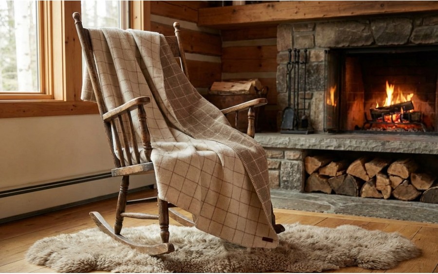 Koc wełniany 160x200 cm Offwhite 07566060