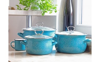 Komplet 4 garnków z pokrywkami Belis Flower 169690