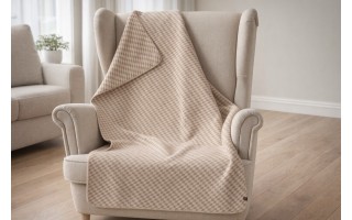 Koc wełniany 160x200 cm MERANO 07558060 Ecru pepitka