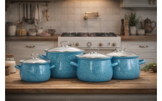 Komplet 4 garnków z pokrywkami Belis Flower 169690