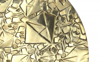 Podstawka szklana 20 cm falowana złota RF0704