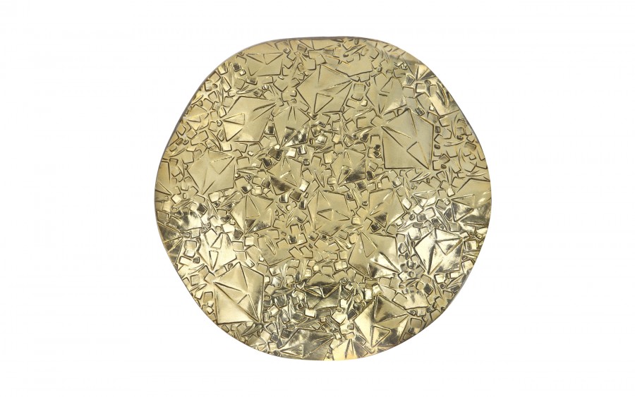 Podstawka szklana 20 cm falowana złota RF0704