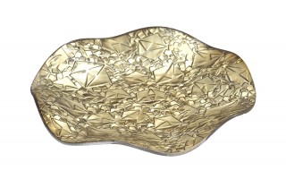 Podstawka szklana 20 cm falowana złota RF0704