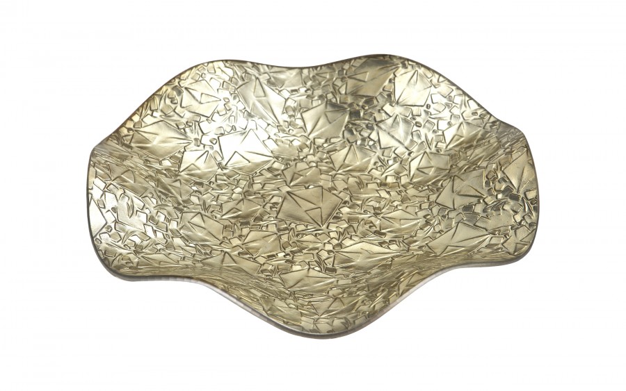 Podstawka szklana 24,5 cm falowana złota RF0706